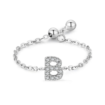 Personalized Alphabet Chain 925 Sterling Silver Ring