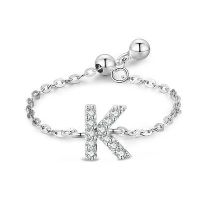 Personalized Alphabet Chain 925 Sterling Silver Ring