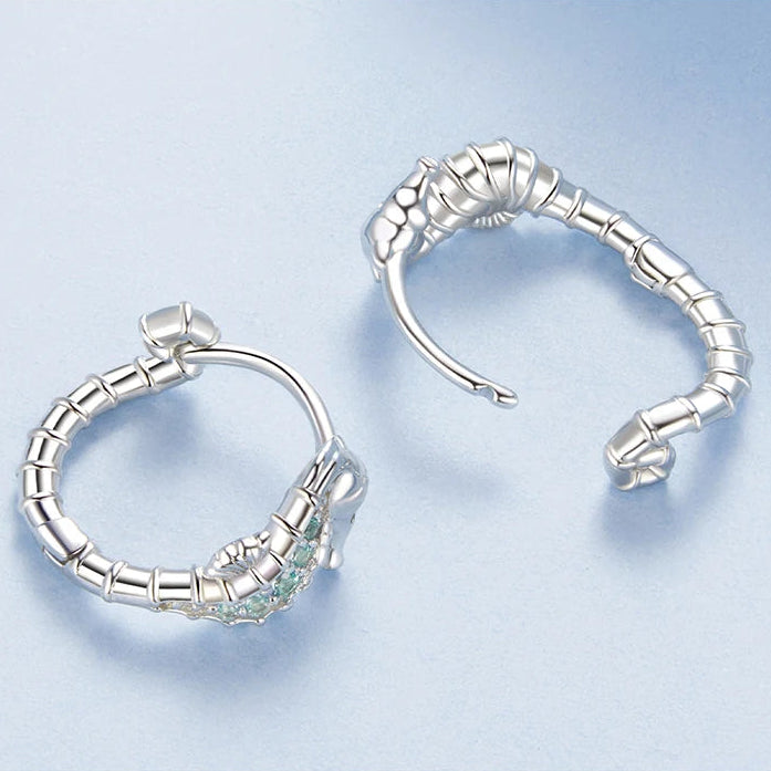 Seahorse Hoop 925 Sterling Silver Earrings