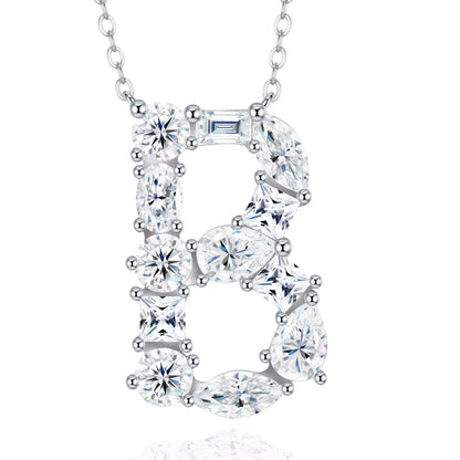 Moissanite Initial 925 Silver Necklace
