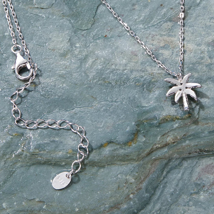 Palm Tree Necklace – 925 Sterling Silver Tropical Pendant