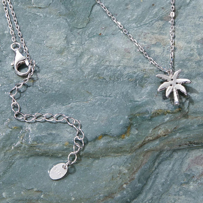 Palm Tree Necklace – 925 Sterling Silver Tropical Pendant