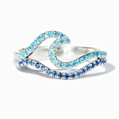 Summer Blue Double Wave Ring