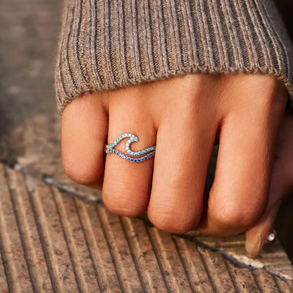Summer Blue Double Wave Ring
