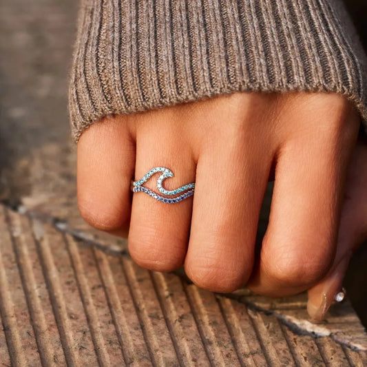 Summer Blue Double Wave Ring