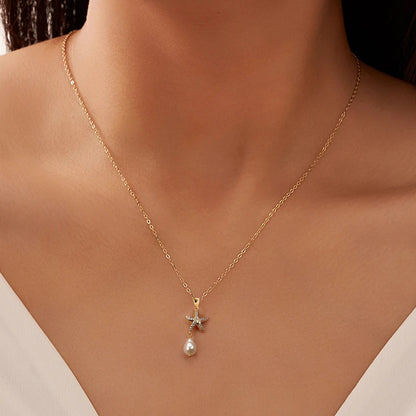 Starfish Pearl 925 Sterling Silver Necklace