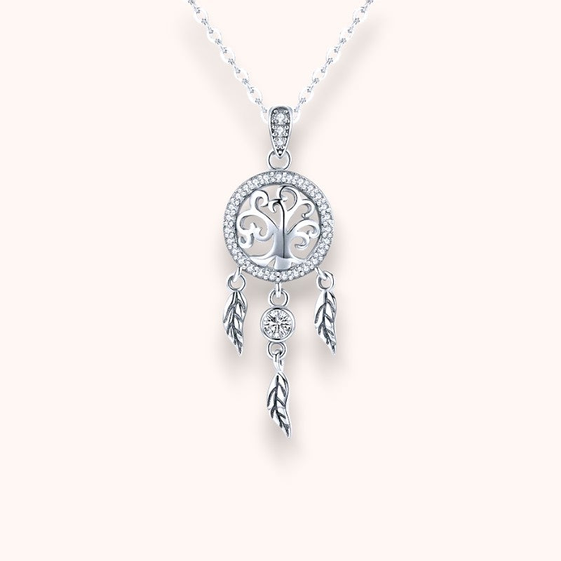 Tree of Life Dreamcatcher Necklace – 925 Sterling Silver