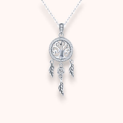 Tree of Life Dreamcatcher Necklace – 925 Sterling Silver