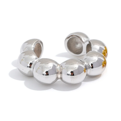 Glossy Bead 925 Silver Ear Cuff