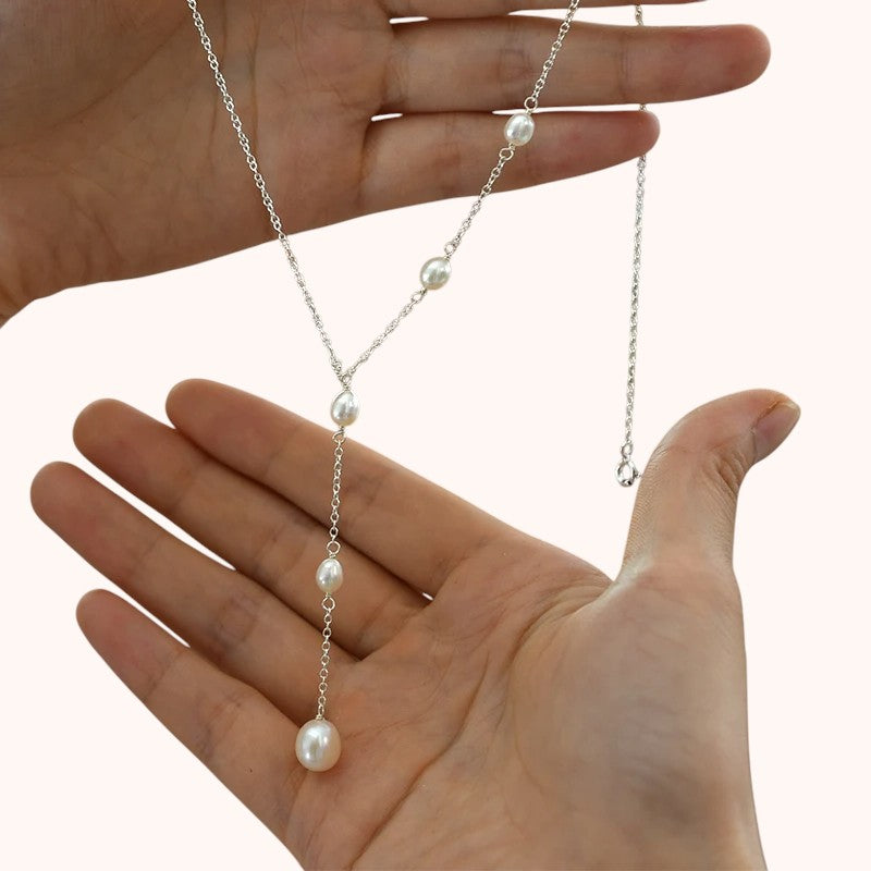 Freshwater Pearl Y Necklace – 925 Sterling Silver
