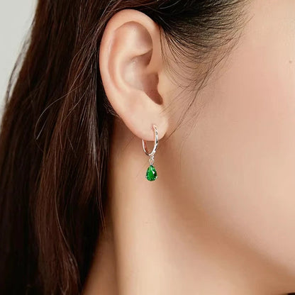 Blue & Green Teardrop 925 Sterling Silver Earrings