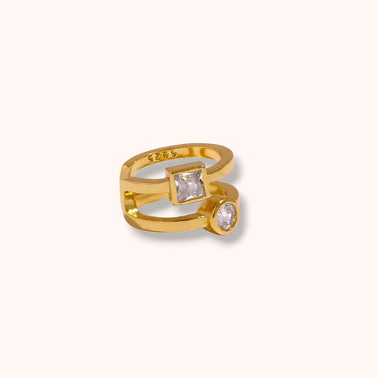 Double Line Zircon Ear Cuff 925 Sterling Silver | Clip-On Earring