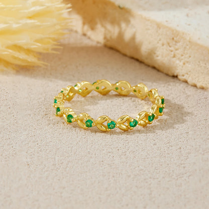 Green Hollow Eternity Band 925 Sterling Silver Ring