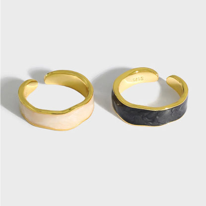 Cream Pearl Enamel 925 Sterling Silver Ring