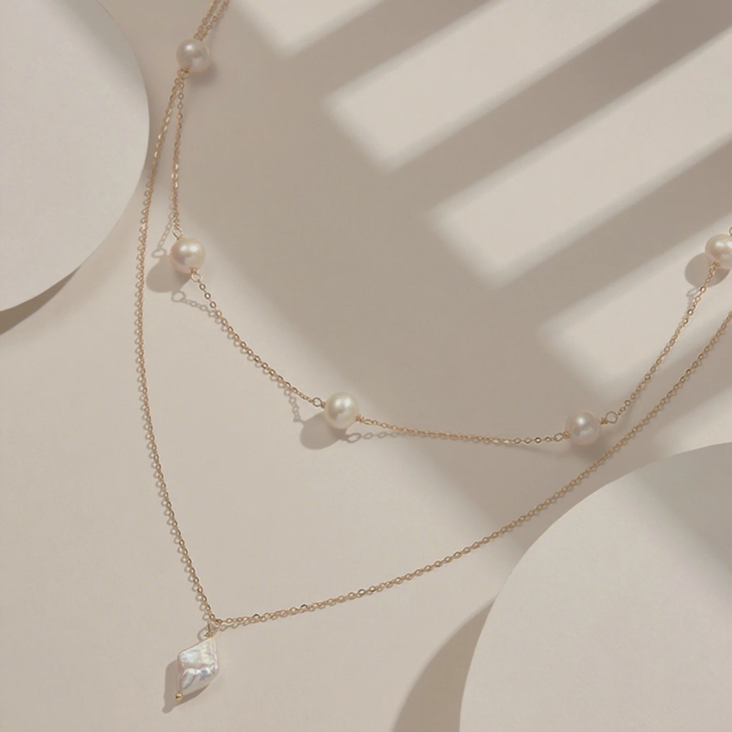 Elegant Freshwater Pearl Double Layered  925 Sterling Silver Necklace