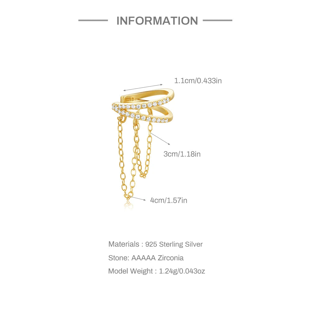 Chain Drape Ear Cuff – 925 Gold Plated Sterling Silver