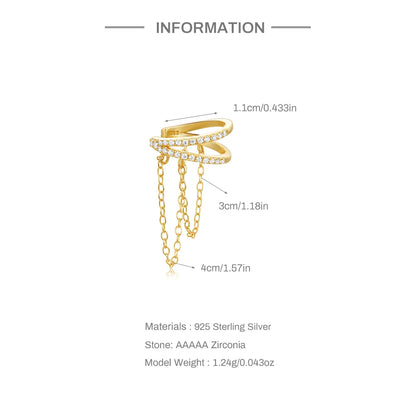 Chain Drape Ear Cuff – 925 Gold Plated Sterling Silver