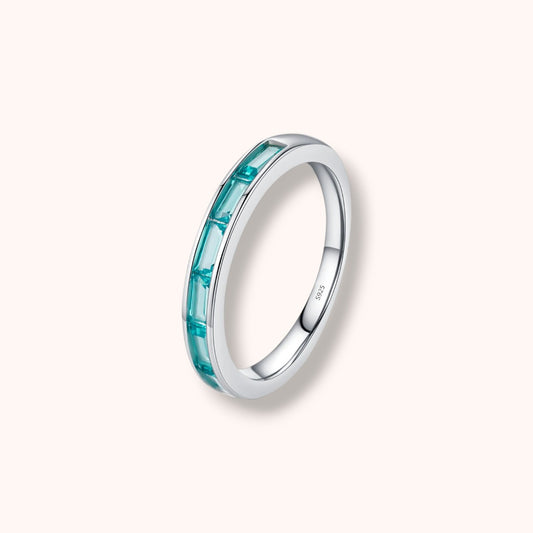 Green Emerald Band 925 Sterling Silver Ring