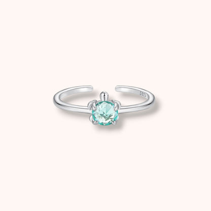 Turtle Gem Open 925 Sterling Silver Ring