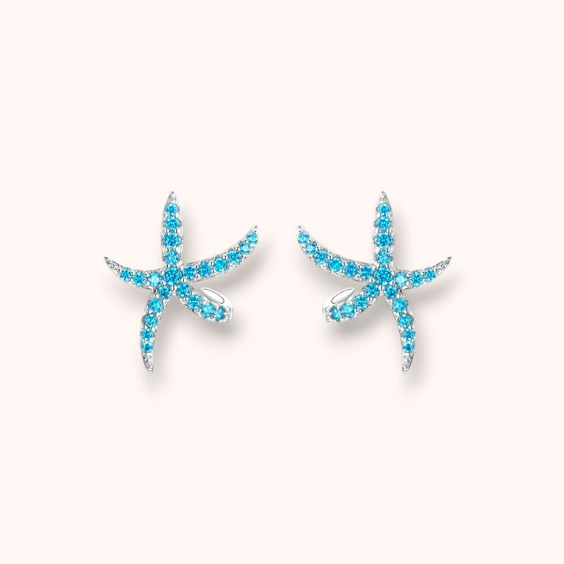 Blue Starfish 925 Sterling Silver Earrings