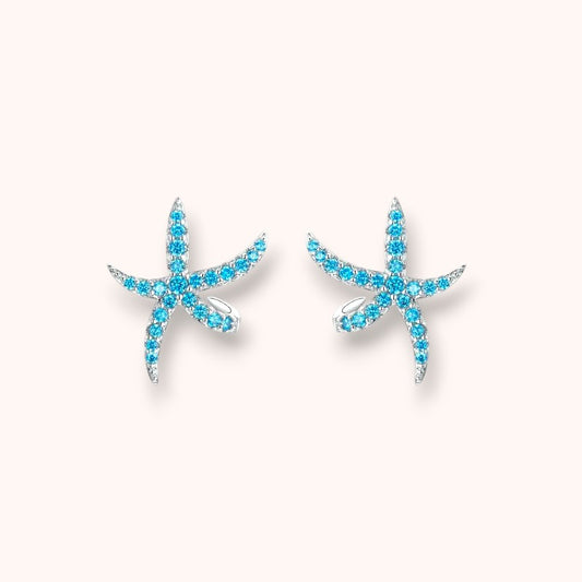 Blue Starfish 925 Sterling Silver Earrings