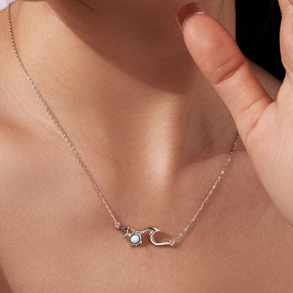 Ocean Turtle Wave Necklace 925 Sterling Silver