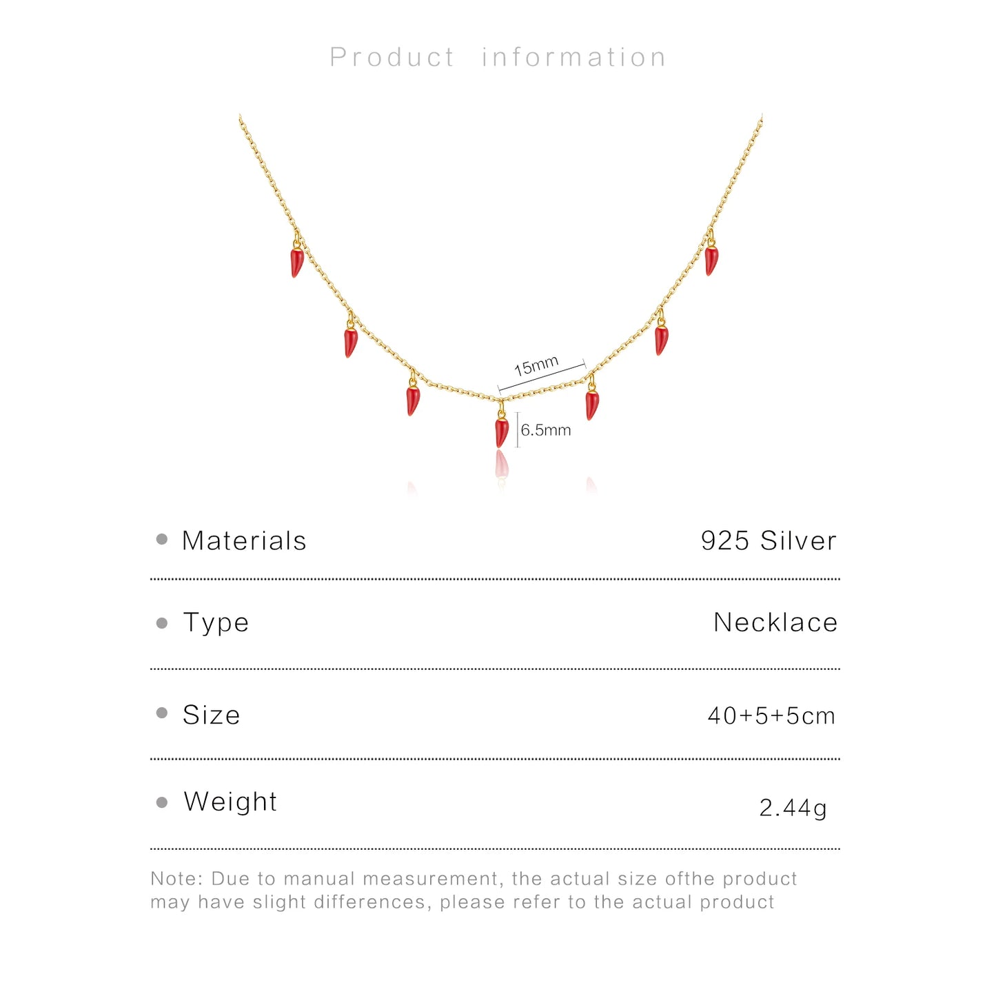 Red Chili Spicy Charm 925 Sterling Silver Necklace