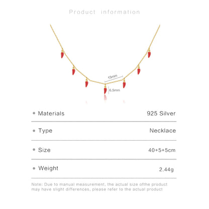 Red Chili Spicy Charm 925 Sterling Silver Necklace