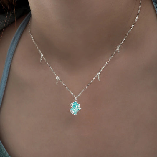 Ocean Drop Charm 925 Sterling Silver Necklace