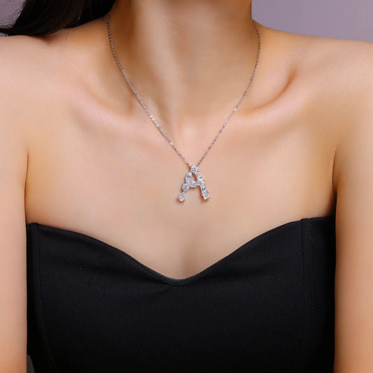 Moissanite Initial 925 Silver Necklace