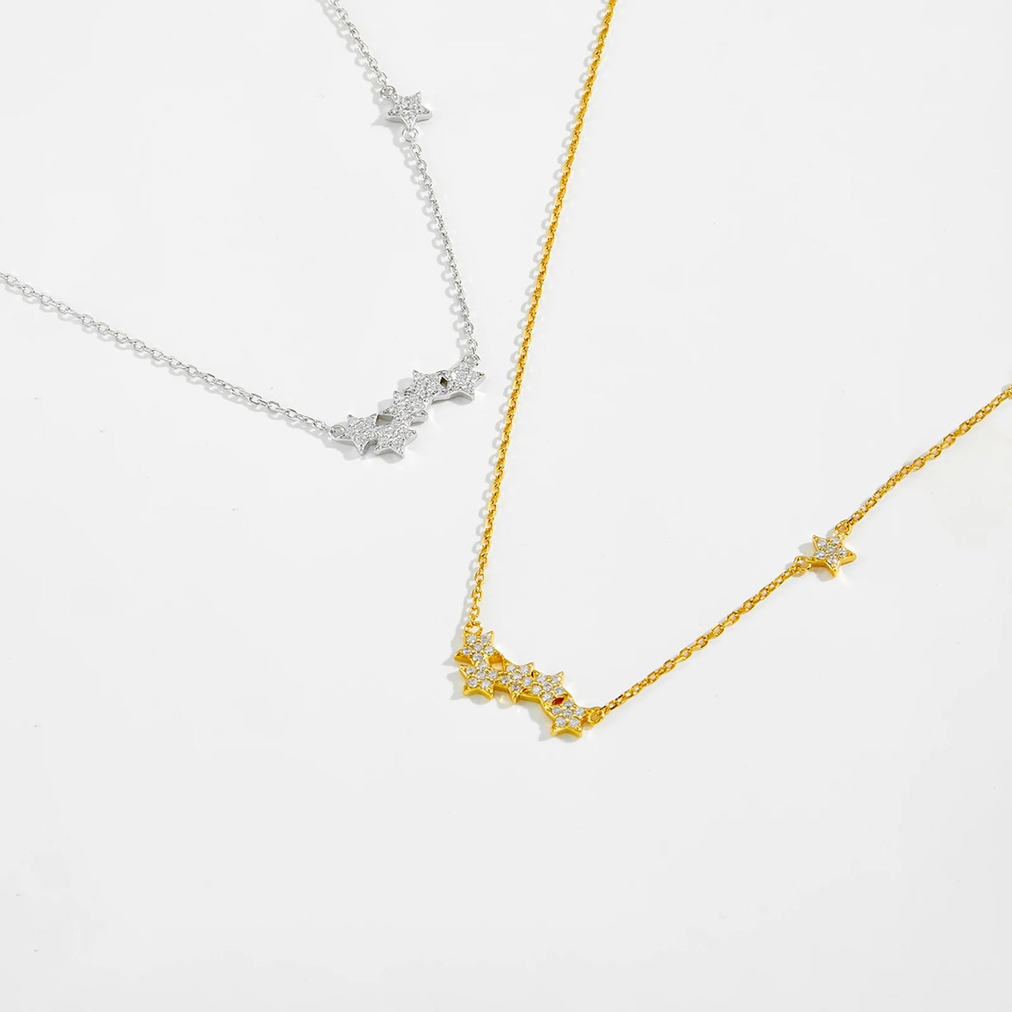 Triple Star Adjustable 925 Sterling Silver Necklace | Minimal Gold Star Jewelry