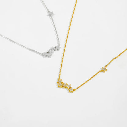 Triple Star Adjustable 925 Sterling Silver Necklace | Minimal Gold Star Jewelry