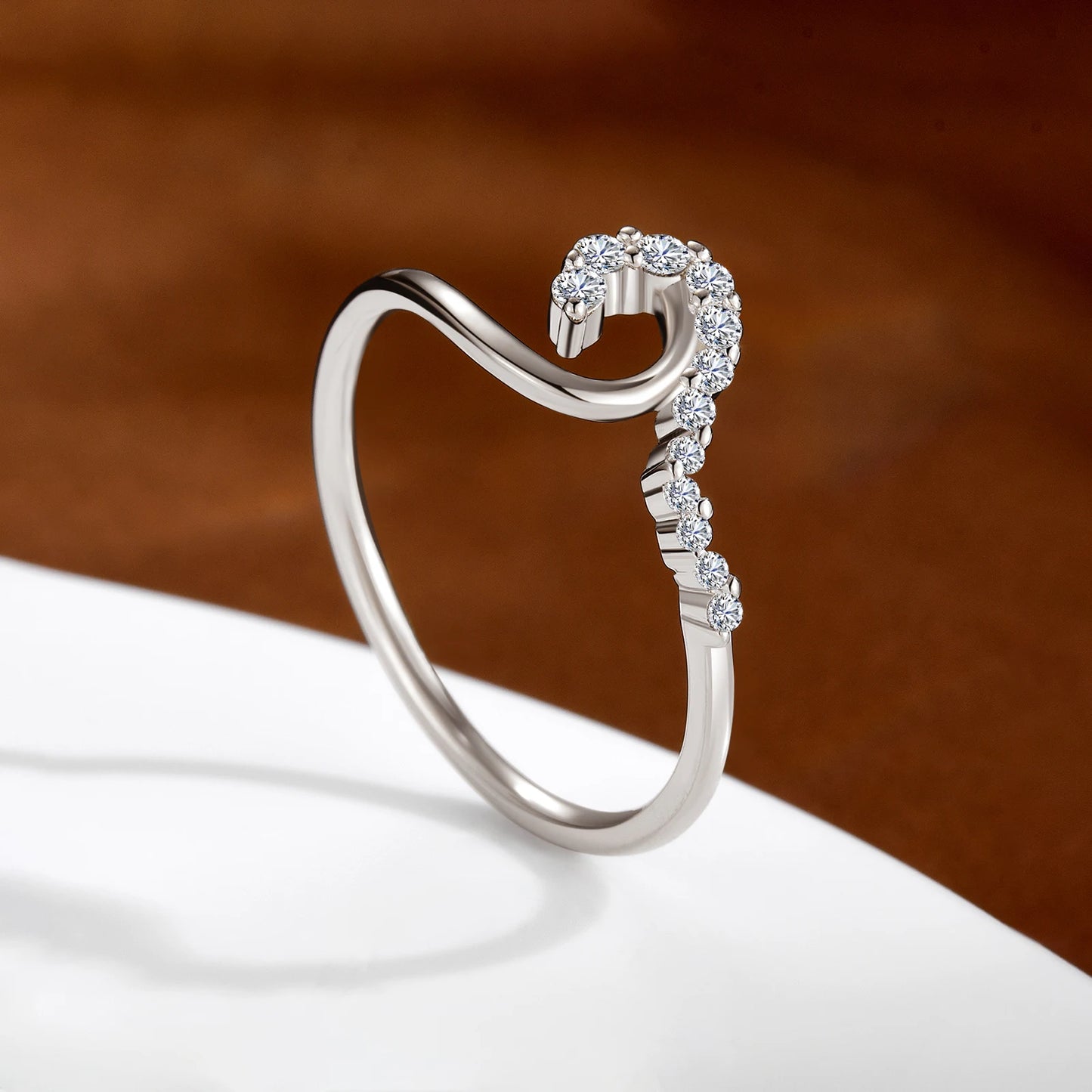 D Color VVS1 Moissanite Wave 925 Sterling Silver Ring