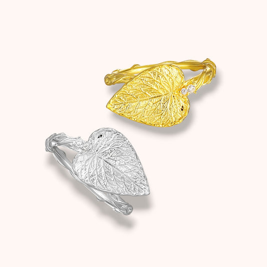 Leaf Adjustable 925 Sterling Silver Ring