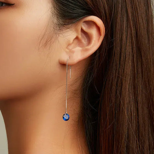 Ocean Sparkle Threader 925 Sterling Silver Earrings