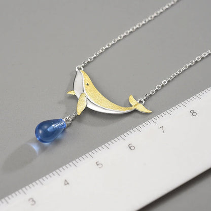Ocean Whale Drop 925 Sterling Silver Necklace