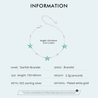 Blue Starfish 925 Sterling Silver Bracelet
