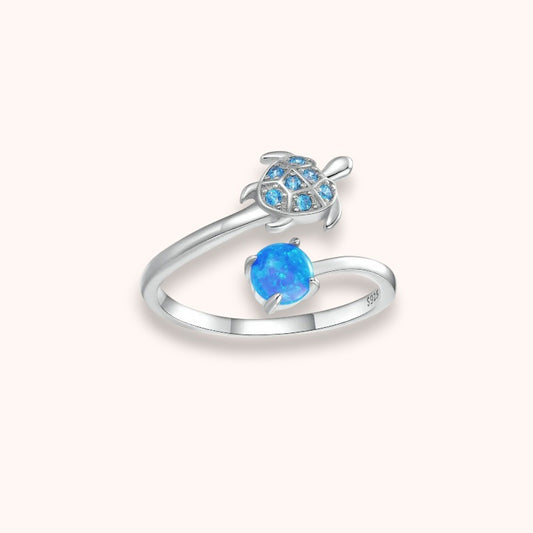 Ocean Blue Turtle 925 Sterling Silver Ring