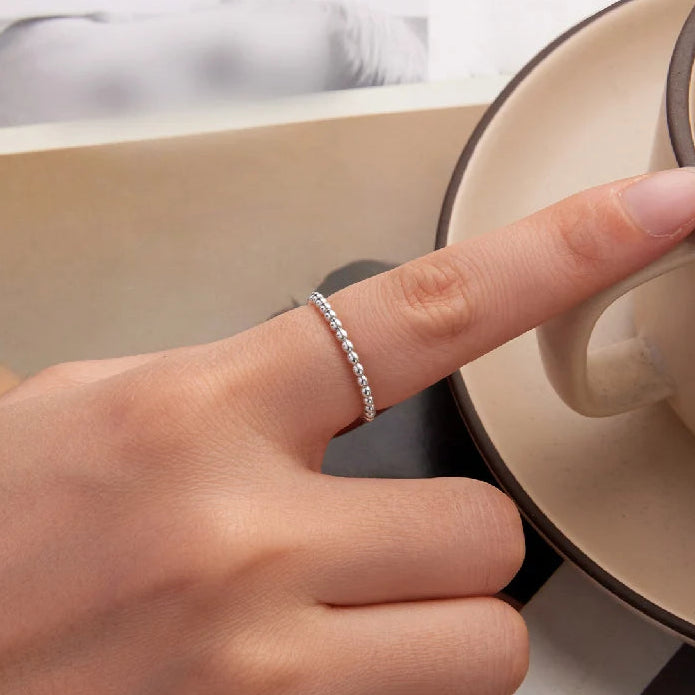 Eternity Bead 925 Sterling Silver Ring  | Minimal Silver Band Ring