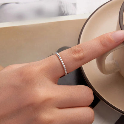 Eternity Bead 925 Sterling Silver Ring  | Minimal Silver Band Ring