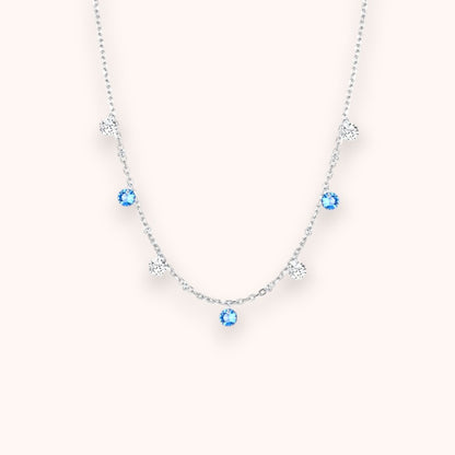 Shining Silver Blue & White CZ Star Necklace – 925 Sterling Silver