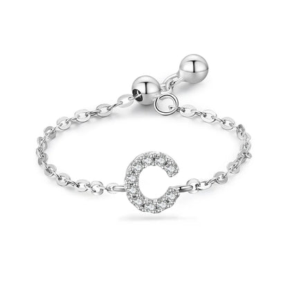 Personalized Alphabet Chain 925 Sterling Silver Ring