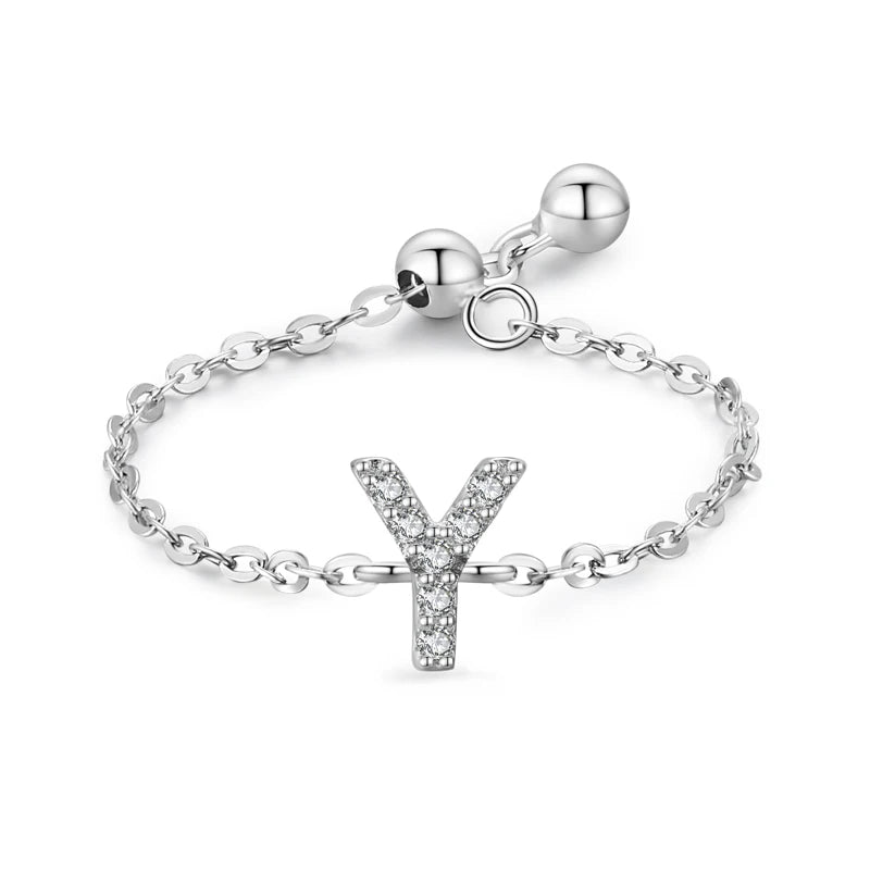 Personalized Alphabet Chain 925 Sterling Silver Ring