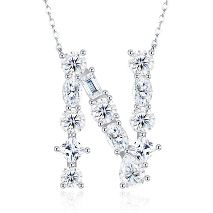 Moissanite Initial 925 Silver Necklace