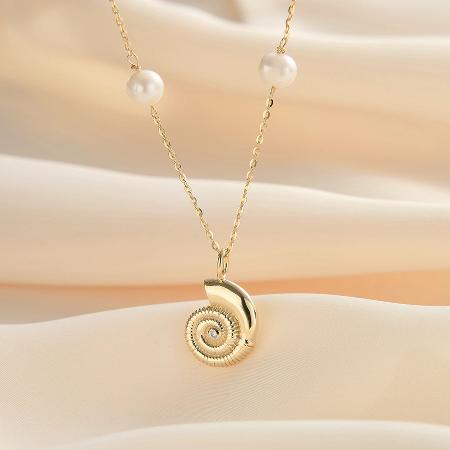 Sea Shell Freshwater Pearl Necklace – 925 Sterling Silver