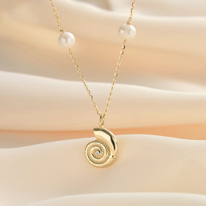 Sea Shell Freshwater Pearl Necklace – 925 Sterling Silver