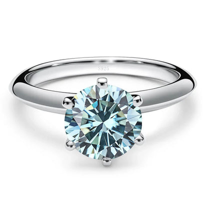Blue Moissanite 925 Sterling Silver Ring