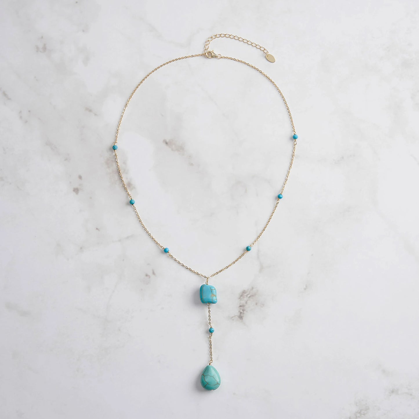 Turquoise Y-Drop 925 Sterling Silver Necklace
