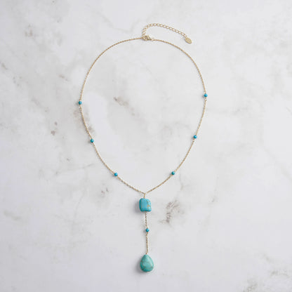 Turquoise Y-Drop 925 Sterling Silver Necklace