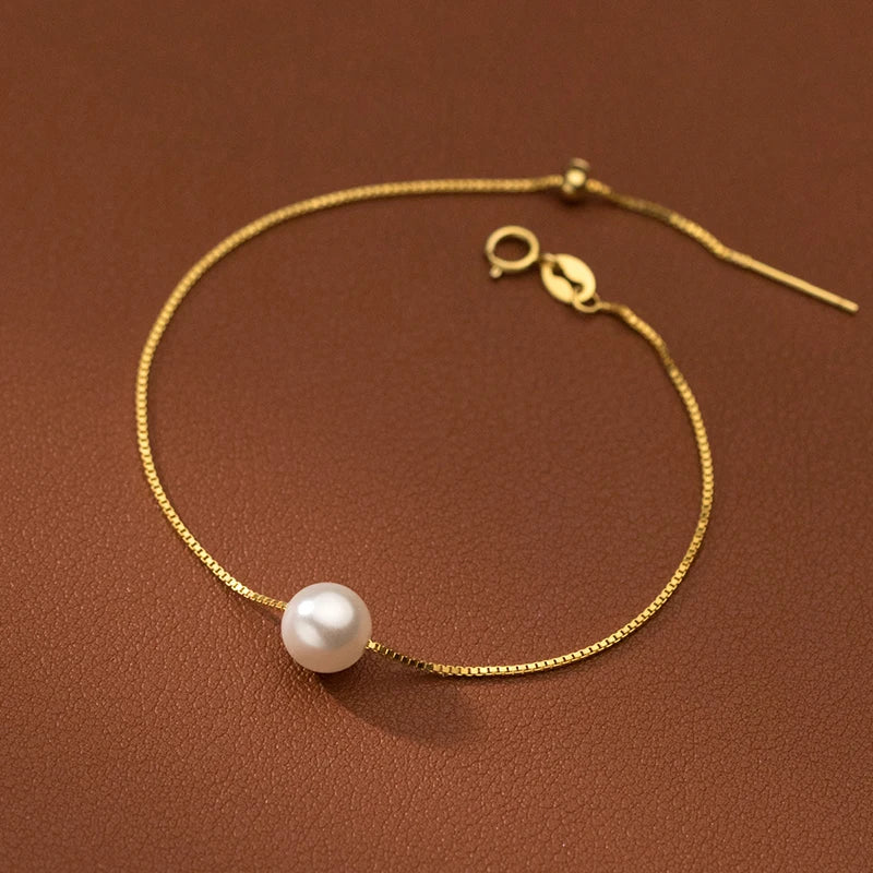 Minimal Pearl Bracelet – 925 Sterling Silver